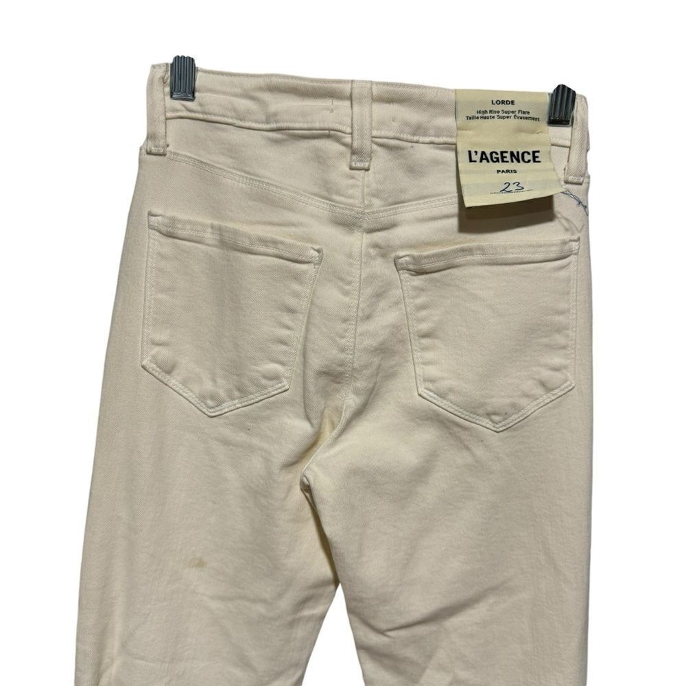 Revolve L'Agence Lorde Super High Rise Flare Jeans in Vintage White Size 23 - Picture 7 of 10